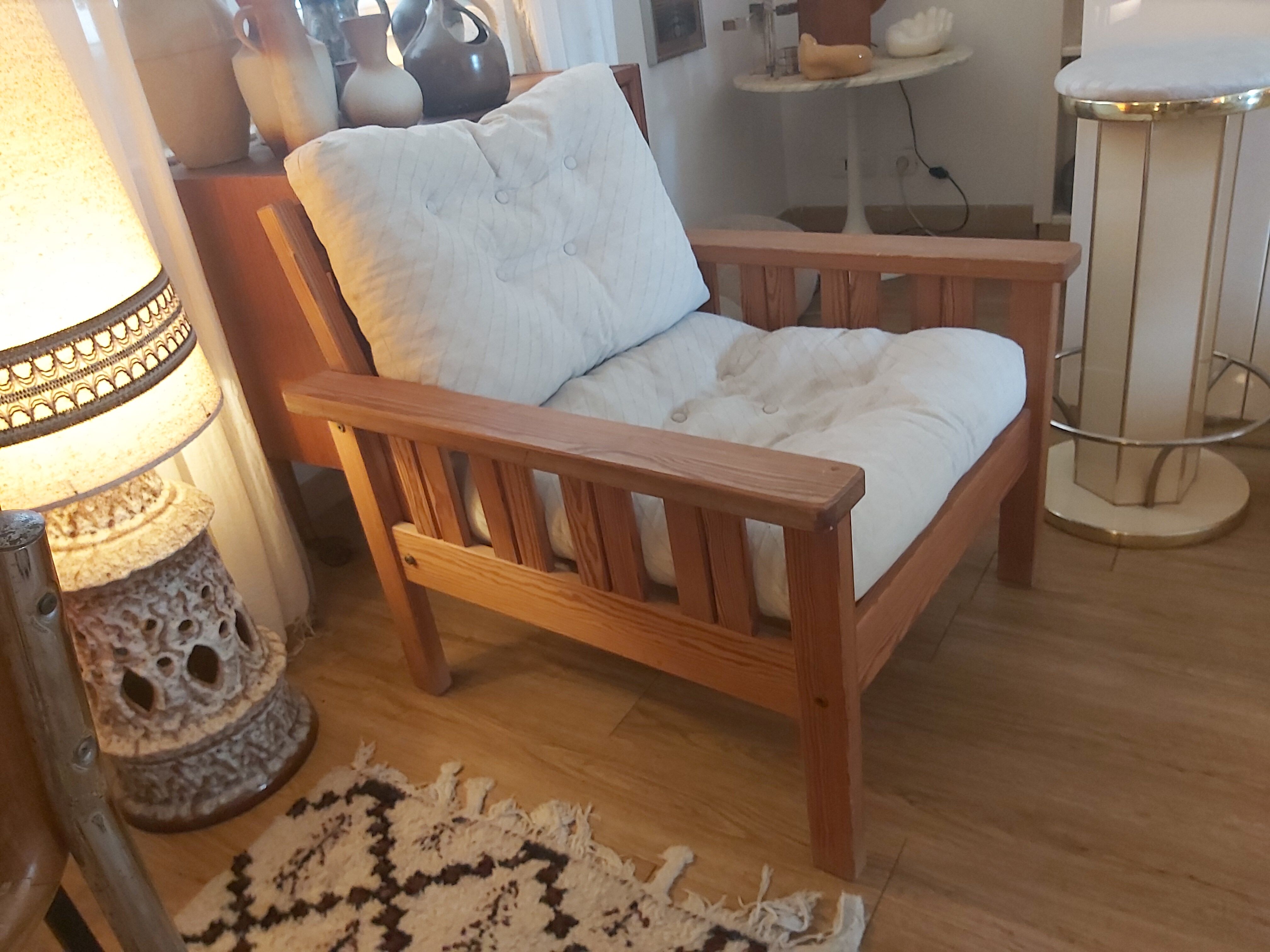 Vintage pine armchair