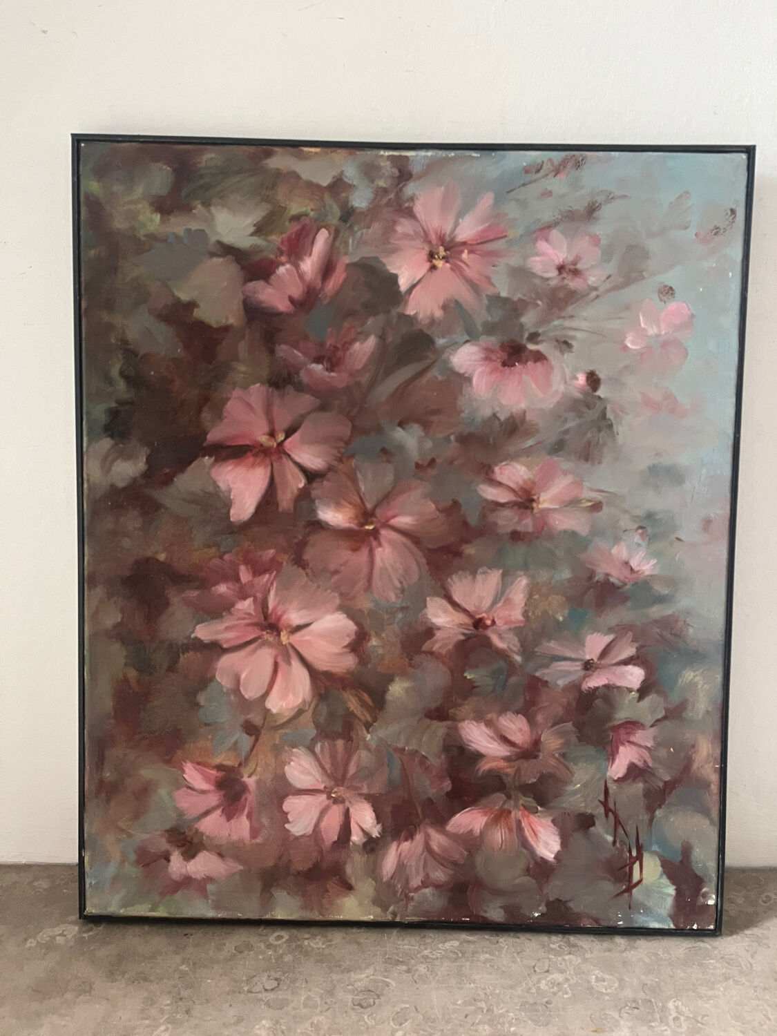 Flowers, oil on canvas signed by Nicole de Fourmantel, 1997
