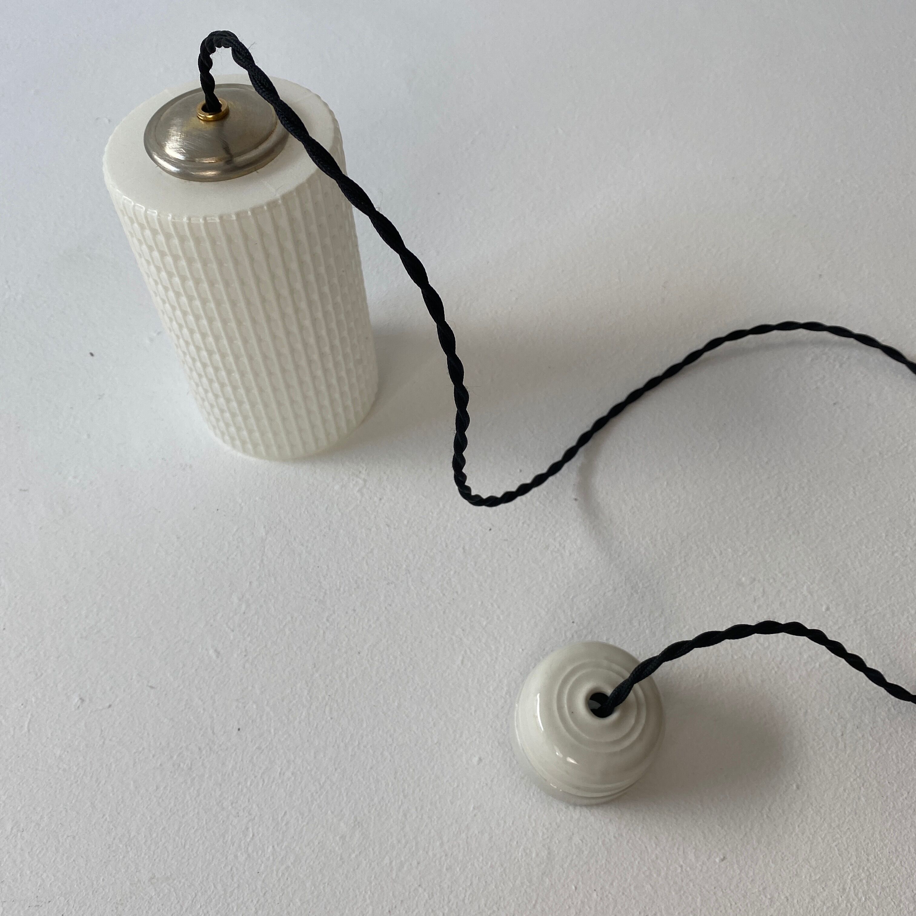 Pair of old vintage opaline pendant lamps