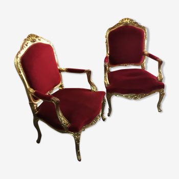 Pair of Louis XV-style armchairs