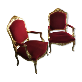 Paire de fauteuils style Louis XV