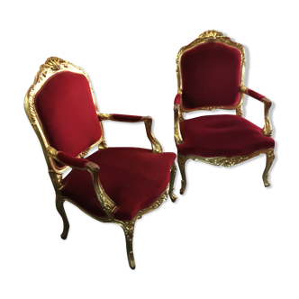 Pair of Louis XV-style armchairs