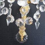 Pair of wall lamps two bronze lights with grapevines and crystal garlands – Louis XV style