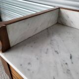 Ancienne table de toilette coiffeuse en marbre et bois massif