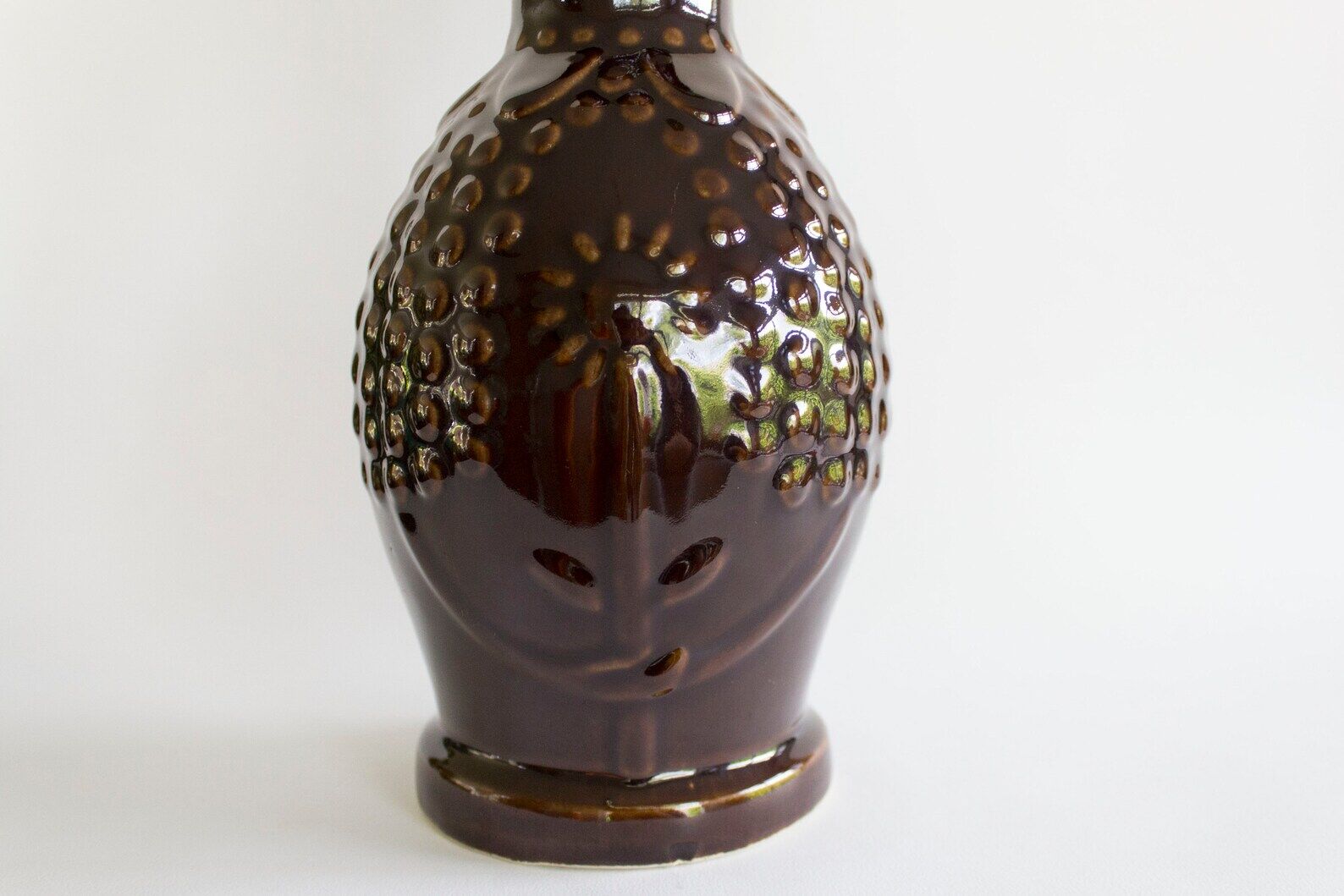 Vintage brown glazed stoneware bottle / decanter