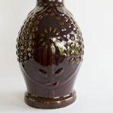 Vintage brown glazed stoneware bottle / decanter