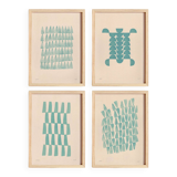 Collection of 4 abstract oil blue paintings by Eawy