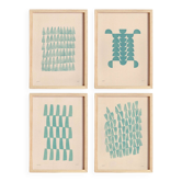 Collection 4 peintures abstraites bleu pétrole signées Eawy