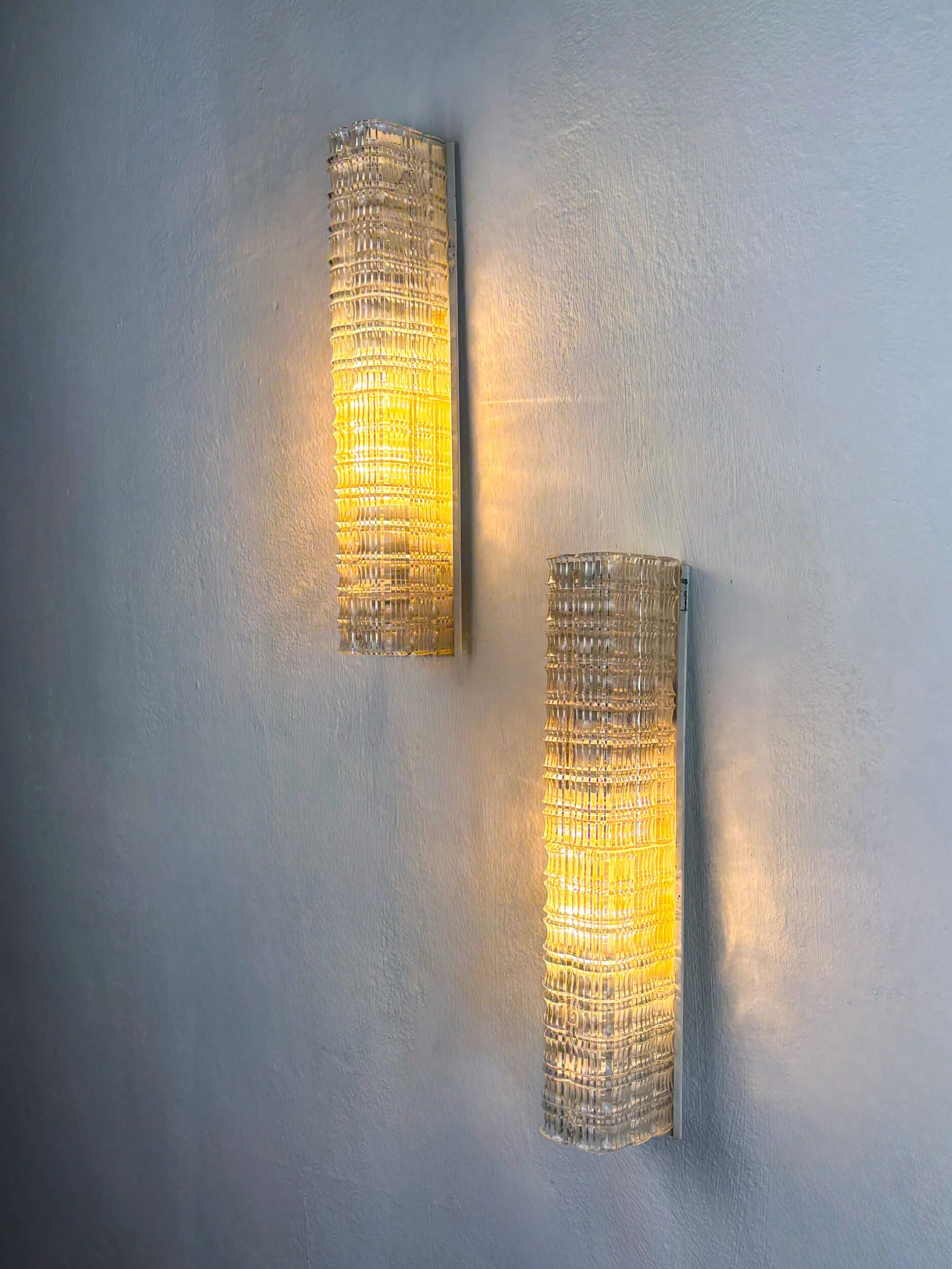 Pair of Lucite tube wall sconces by Geru Leuchten, frosted effect, Germany 1970s