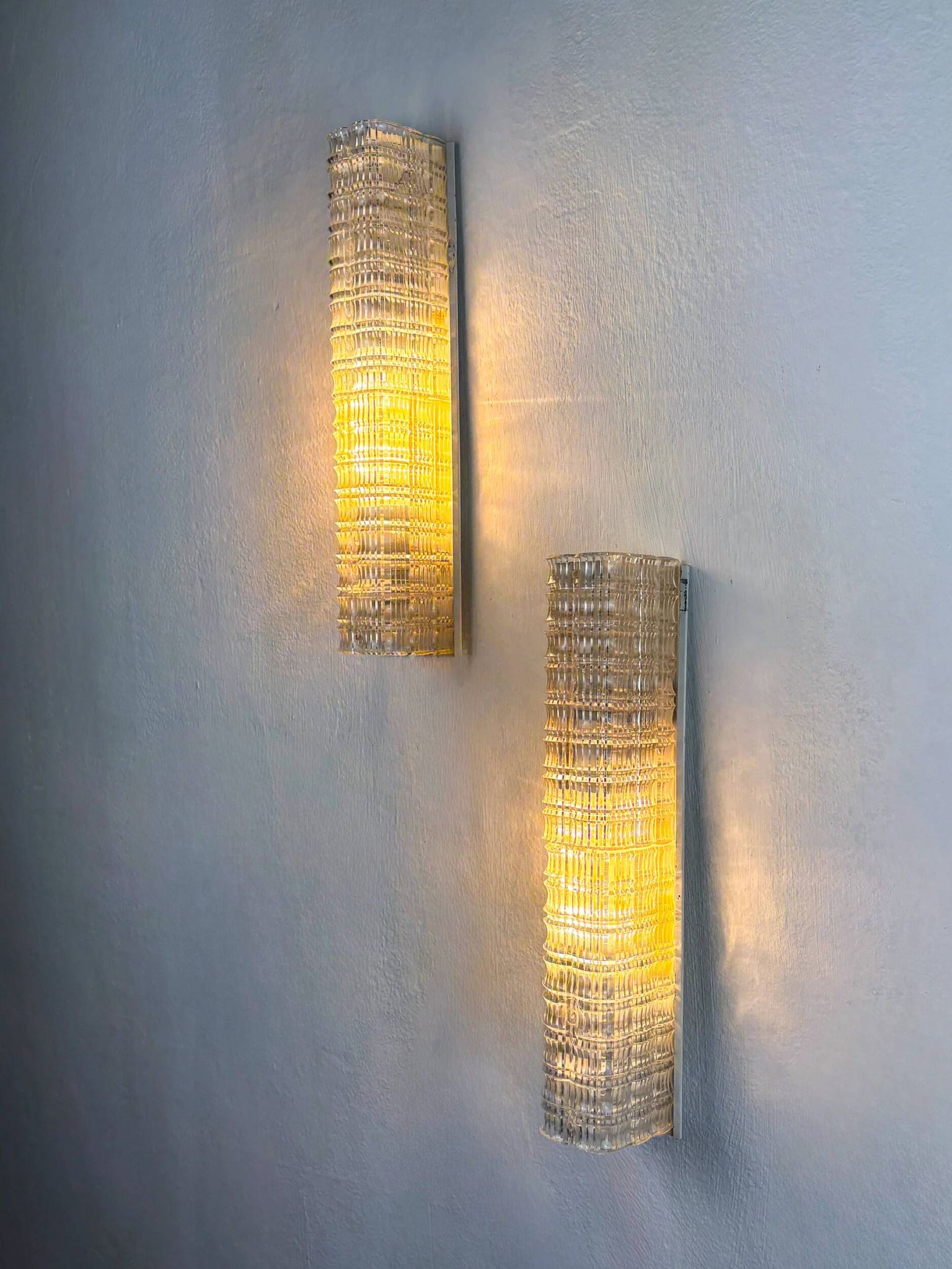 Pair of Lucite tube wall sconces by Geru Leuchten, frosted effect, Germany 1970s