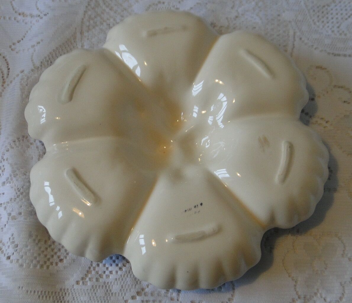 Hand painted ceramic serving display stand with 6 compartments