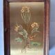 Old key box - Wooden key box with golden door and painted flowers