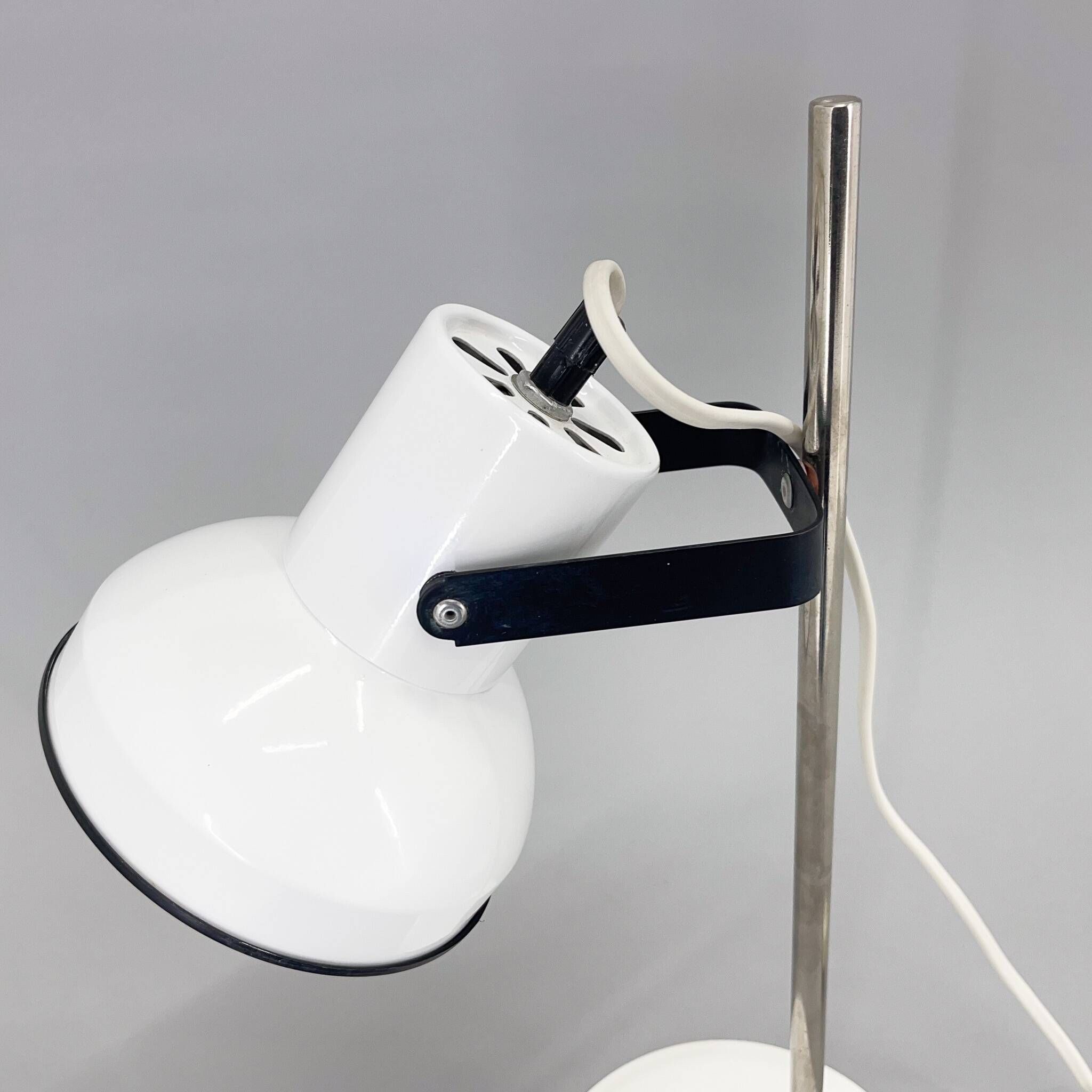 Mid-century White Metal Table Lamp, Czechoslovakia