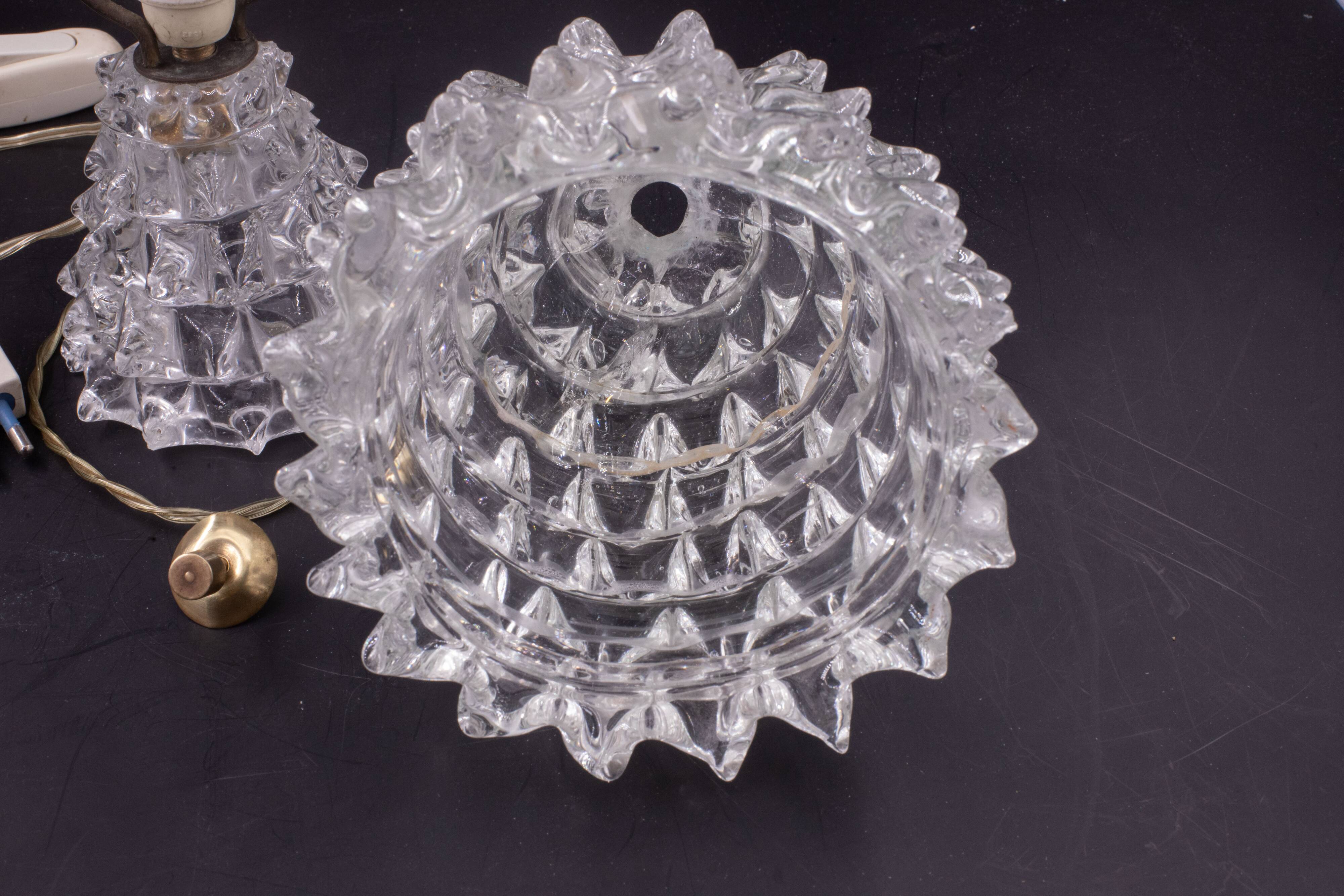 Elegant Table Lamp in Rostrato Murano Glass Vase for Barovier & Toso, 1940s