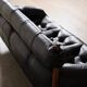 Percival Lafer MP-81 three seater sofa in black leather, Brazil 1970s