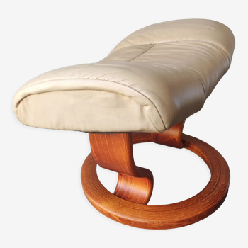 Footrest leather stool and wood relax armchair Sressless