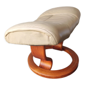 Footrest leather stool and wood relax armchair Sressless