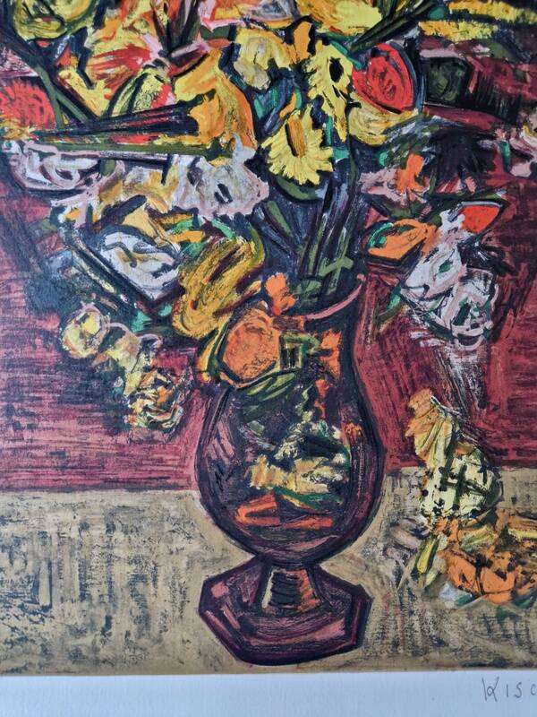Isis Kischka (1908-1973) - Lithographie en couleurs - Bouquet de fleurs