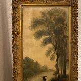 Old oil on canvas “forest scene” signed