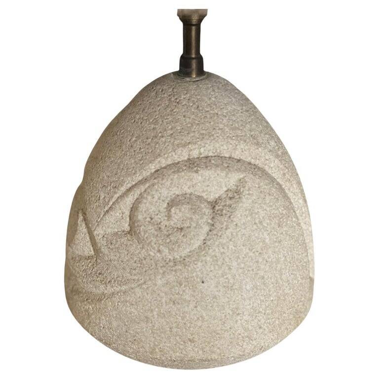 Mid-Century Modern Pair of Stone Lamps, France