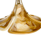 Adjustable vintage design XXL pendant lamp, brass plexiglass, 70s