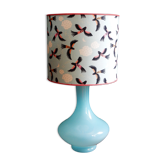 Abat-jour et pied de lampe en opaline bleue