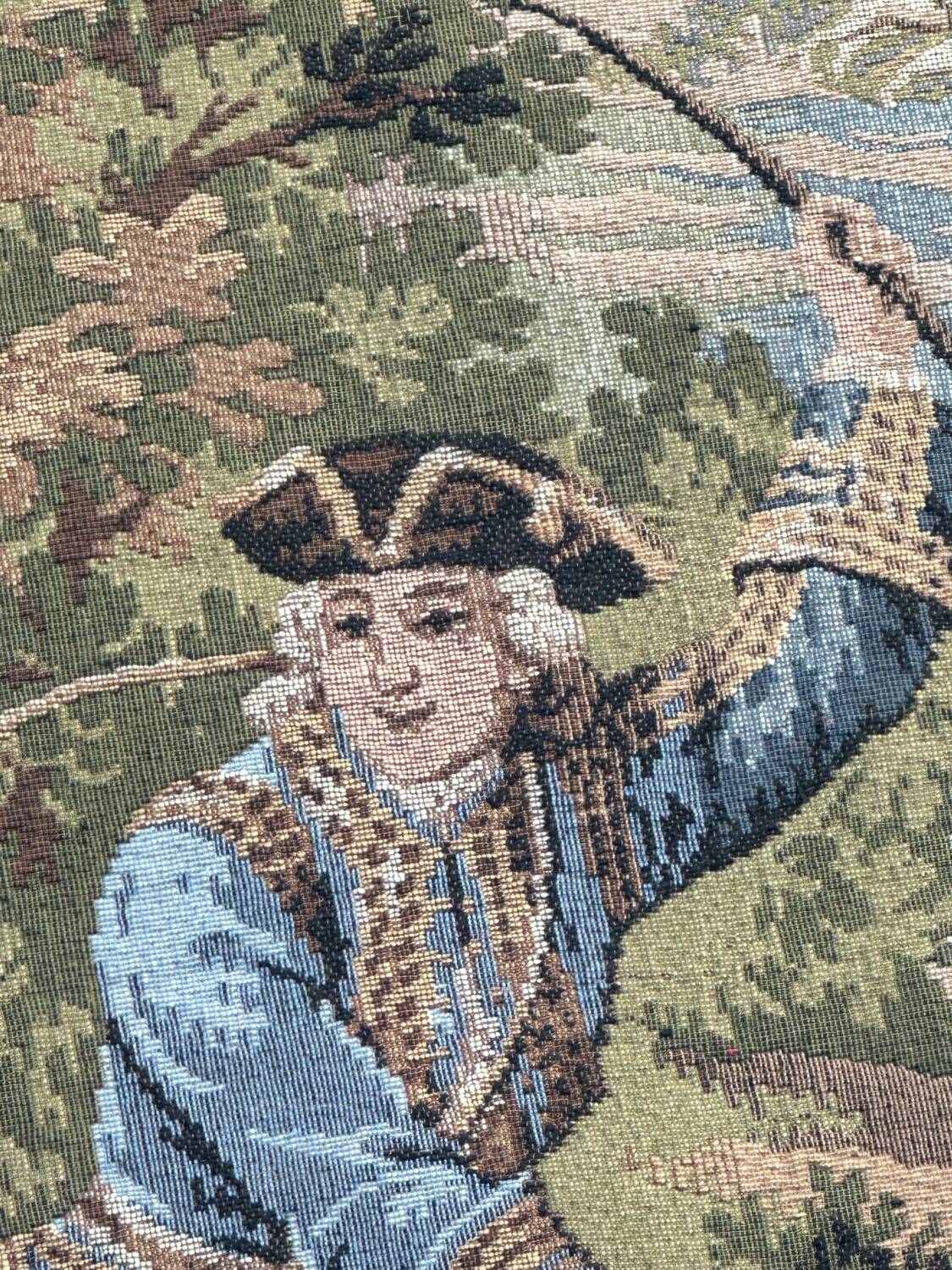 Vintage Aubusson jacquard tapestry "Hunting Scene"