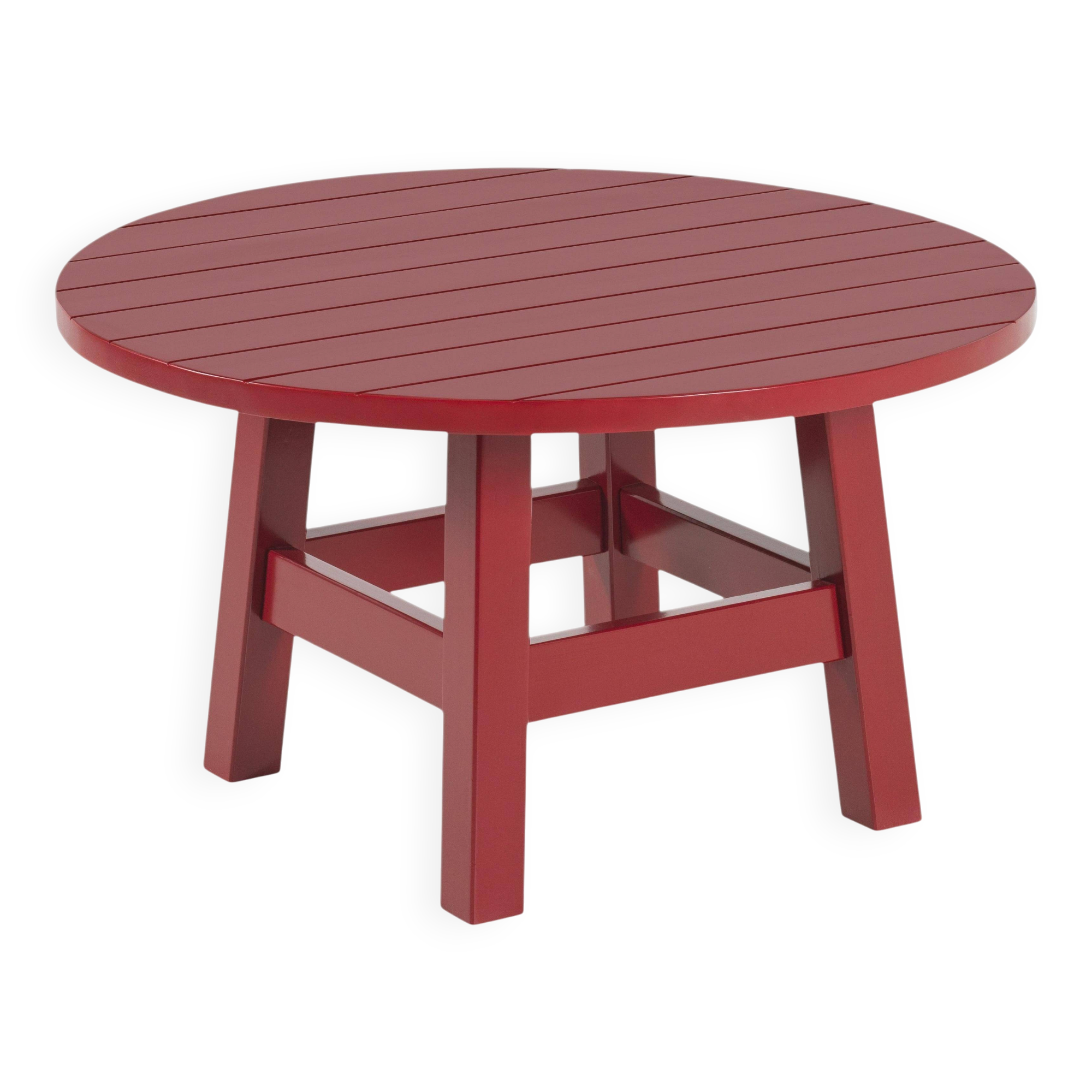 Round coffee table made of solid wood, handmade, Bacon collection.