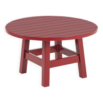 Round coffee table made of solid wood, handmade, Bacon collection.