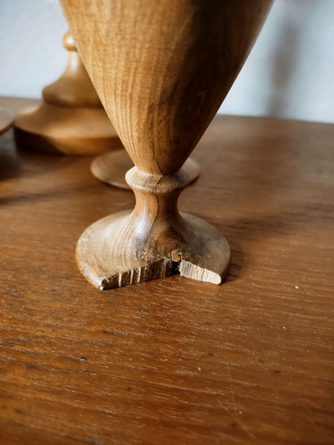 Composition of vases and cups in turned wood