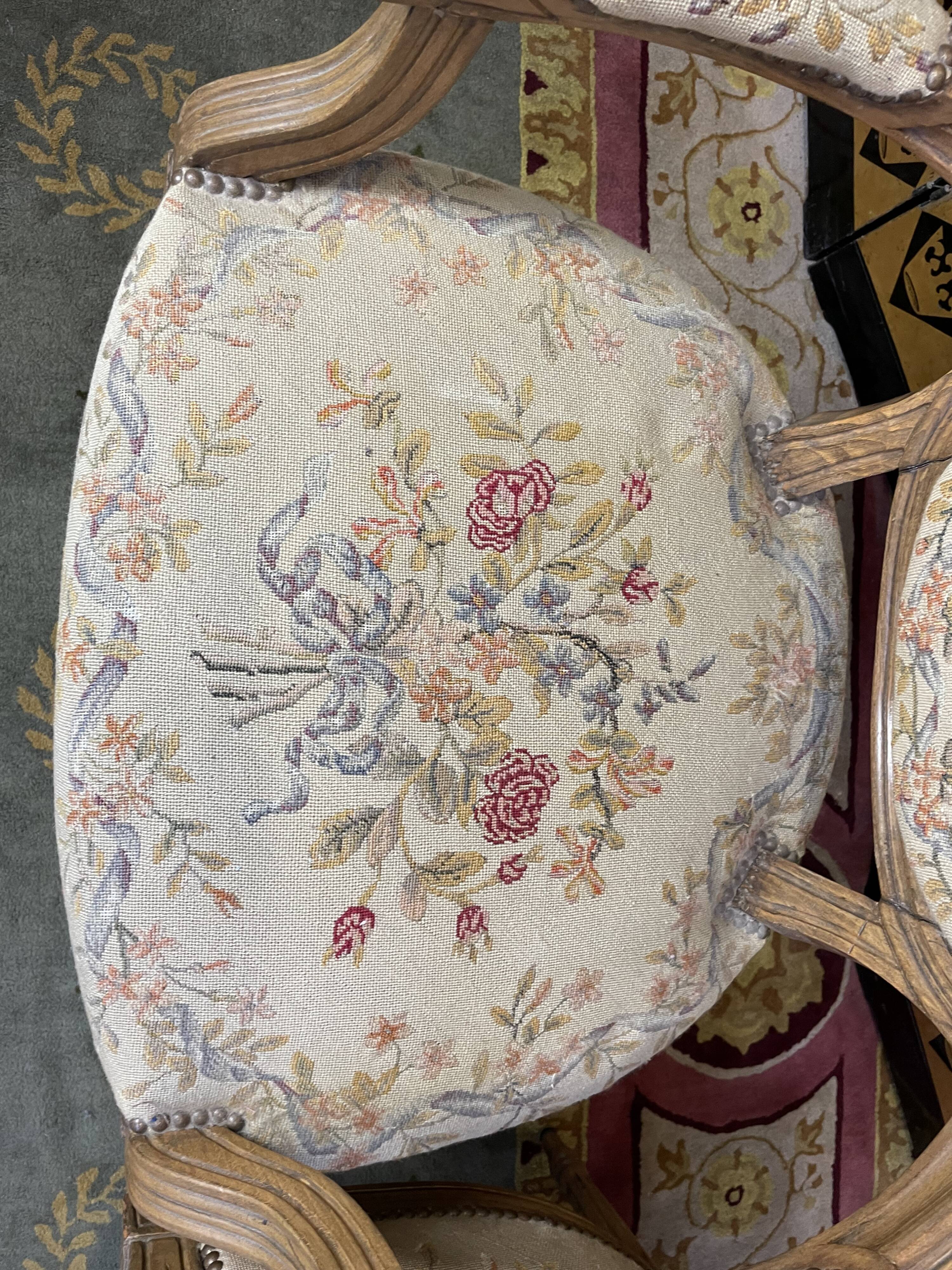 Pair of Louis XVI period medallion armchairs