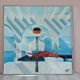 Grande peinture postmoderne de l'artiste Azian Tsang 1987