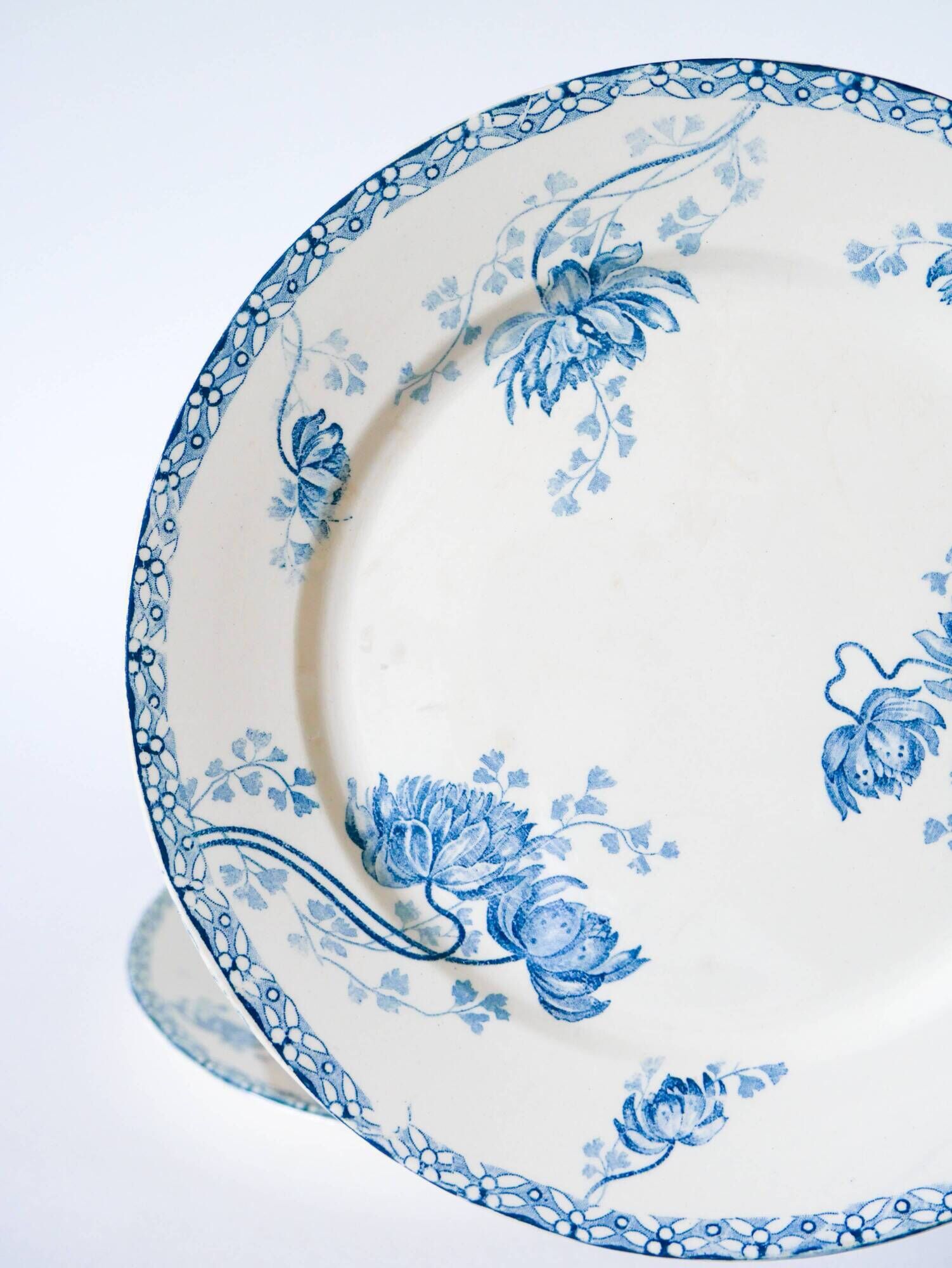Pair of Sarreguemines ironstone dinner plates, Royat pattern, 19th century