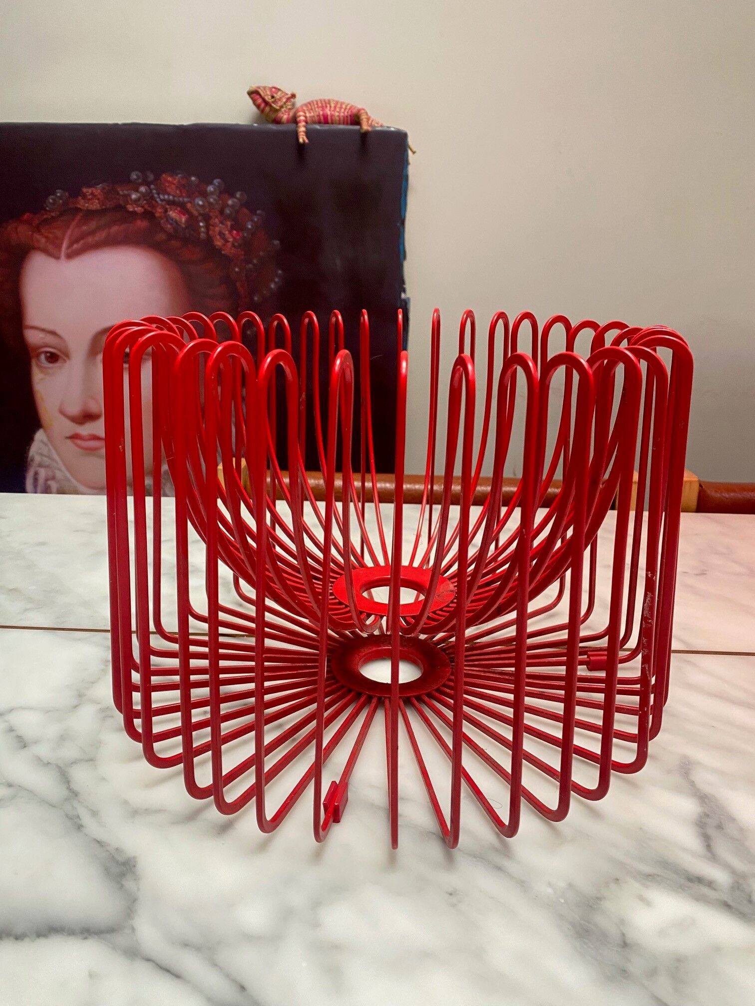 Tradig fruit basket by Ehlen Johansson red metal