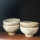 Set of 4 hand-turned glazed ceramic bowls