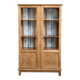 Solid raw oak school glass cabinet 1950