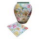 Ensemble porcelaine Lancel bouquets de Lys colorés vase et cendrier vide poche