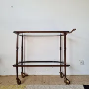 Vintage stained wood and clear glass sideboard – 1950s/60s