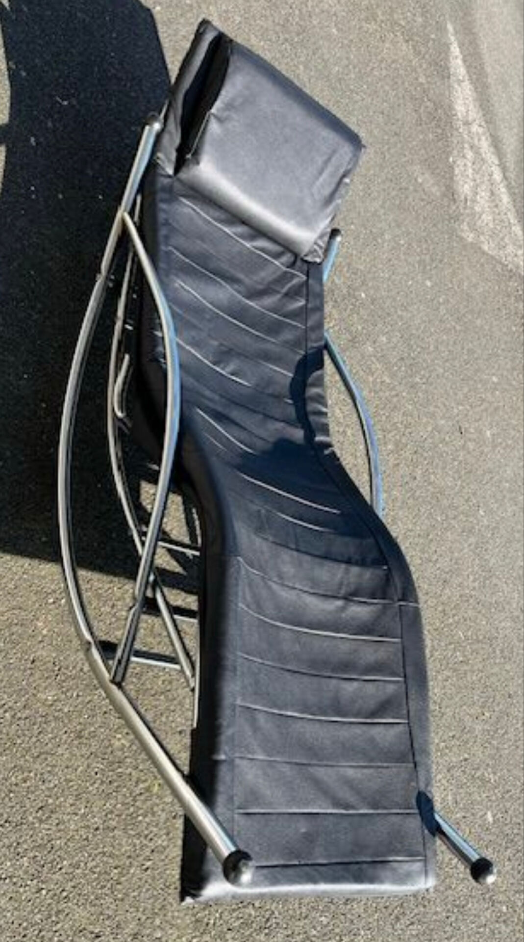 Chrome and leather chaise longue/rocking chair