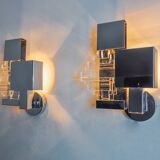 Pair of wall lights from the Sciolari house, chromed metal and Murano glass, Italy, 1970