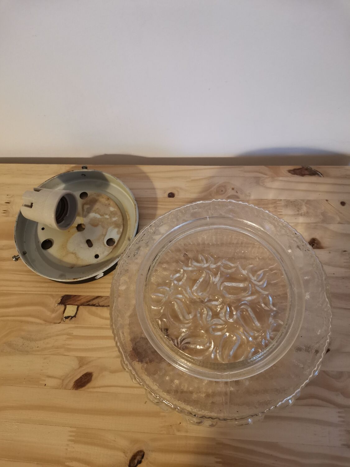 Vintage molded glass wall lamp