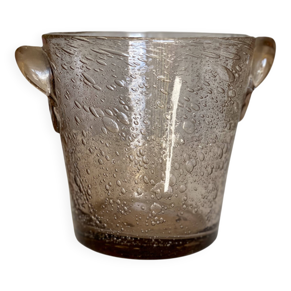 Seau à glaçon verre biot vintage 1960 verre bullé