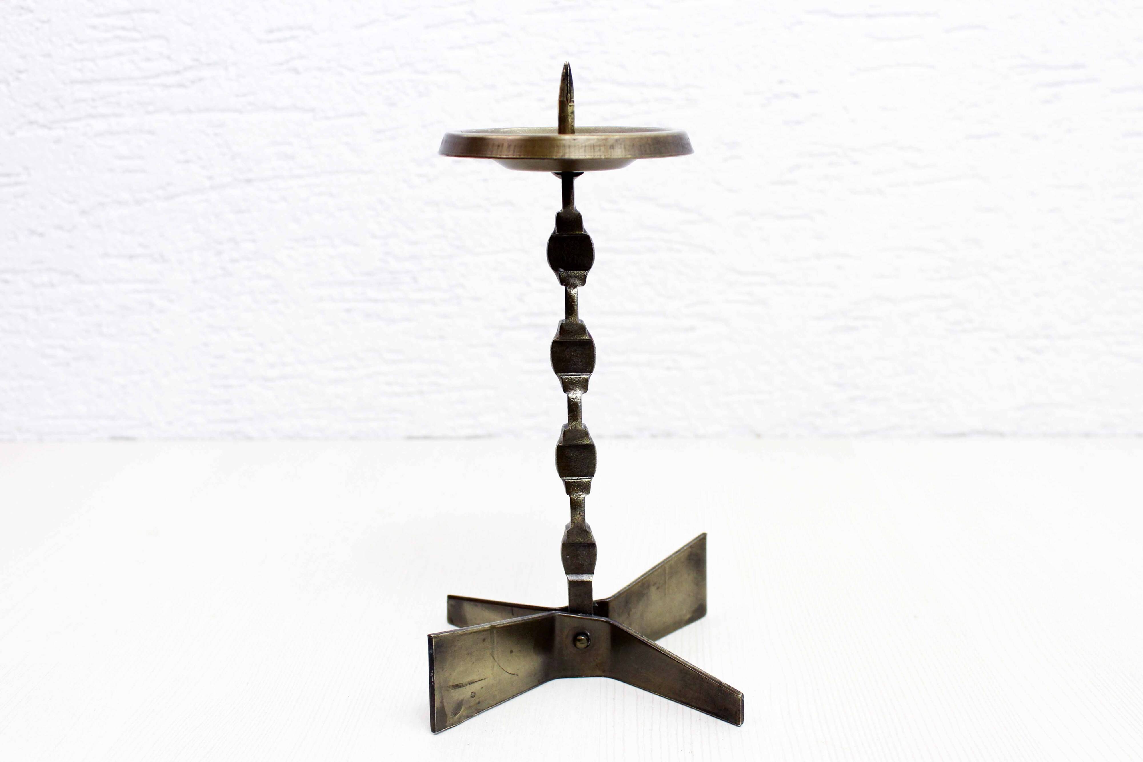 Brutalist bronze candle holder