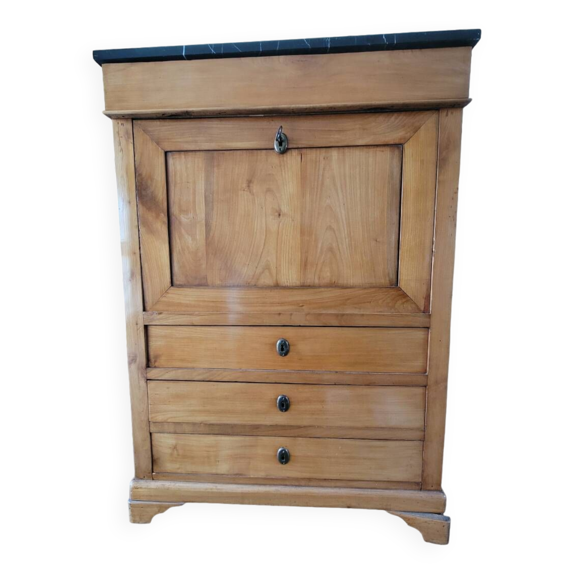 Old solid wood and black marble secretary