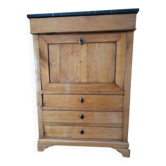 Old solid wood and black marble secretary