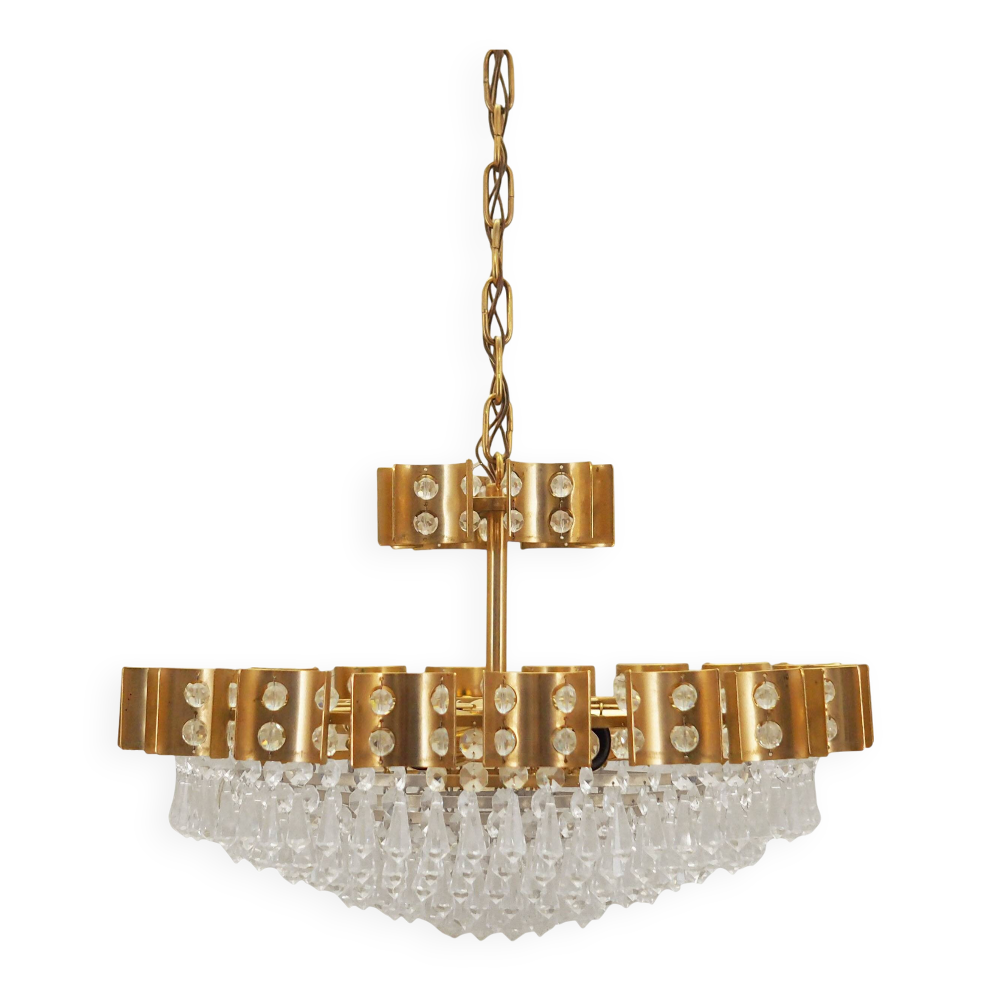 Brass chandelier, Danish design, 1970s, produced in Denmark