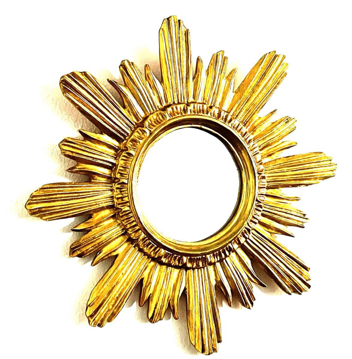 Wenz golden wood sun mirror, Germany, 1960s