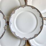 6 assiettes plates porcelaine fine F. Legrand 1920
