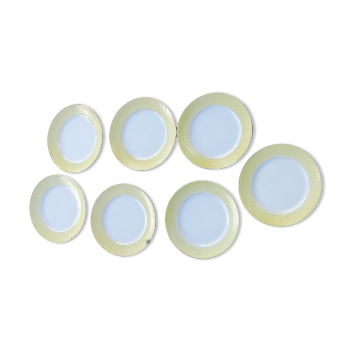 7 vintage flat plates Orches moulin de loups