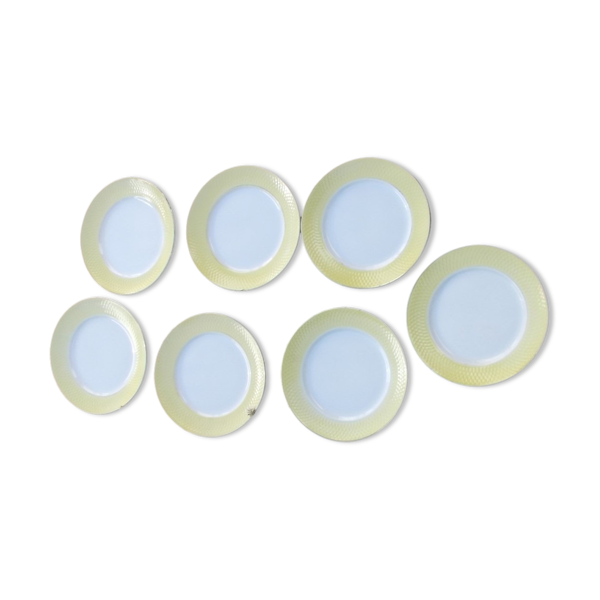 7 assiettes plates vintage Orches moulin de loups